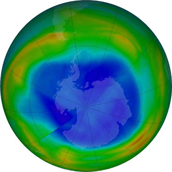 Antarctic ozone map for 01 September 2018